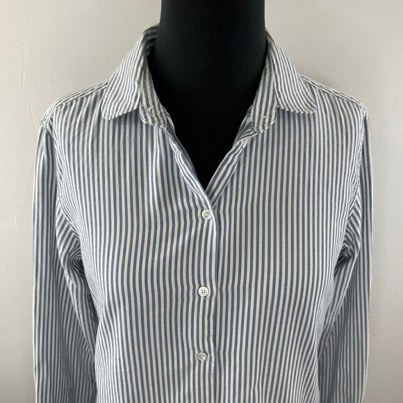 Weekend Max Mara Blue White Shirt Striped Collared Long Sleeve Formal Button-Up - Picture 2 of 6